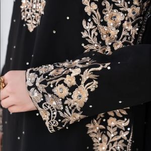 Black chiffon embroidered suit